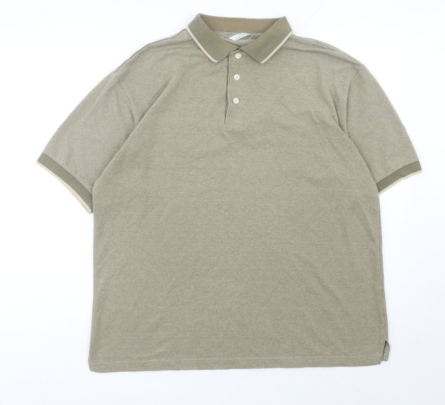 Marks & Spencer Men’s Beige Polo Shirt Medium St Michael Cotton Blend