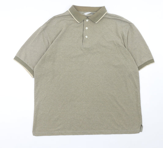 Marks & Spencer Men’s Beige Polo Shirt Medium St Michael Cotton Blend