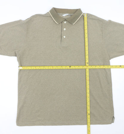 Marks & Spencer Men’s Beige Polo Shirt Medium St Michael Cotton Blend