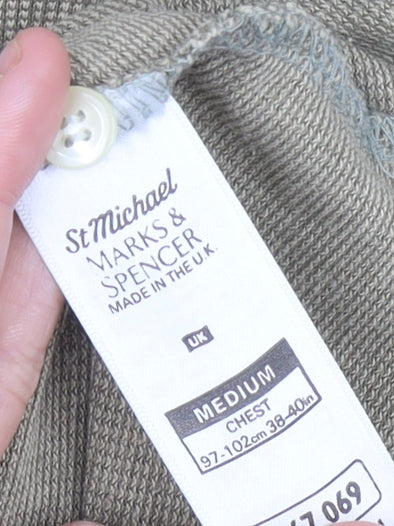 Marks & Spencer Men’s Beige Polo Shirt Medium St Michael Cotton Blend