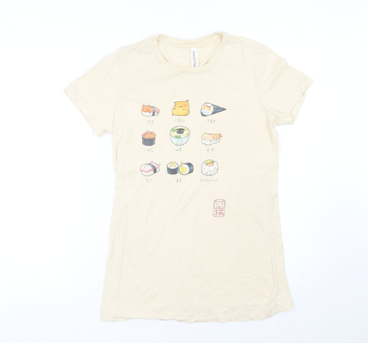 Womens UK Size L Bella + Canvas Beige Jersey T-Shirt