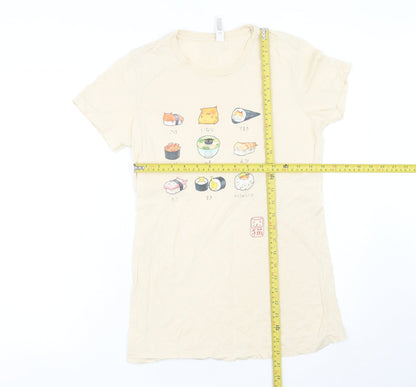Womens UK Size L Bella + Canvas Beige Jersey T-Shirt