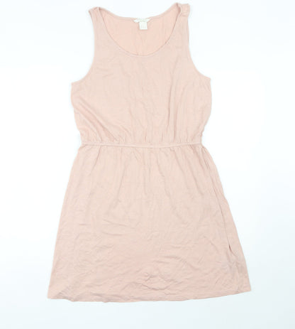 H&M Women’s Pink Knee Length Tank Dress Size 12 Cotton Modal