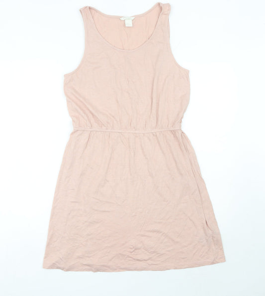 H&M Women’s Pink Knee Length Tank Dress Size 12 Cotton Modal