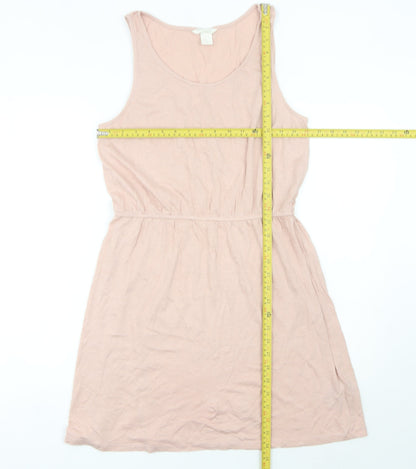 H&M Women’s Pink Knee Length Tank Dress Size 12 Cotton Modal
