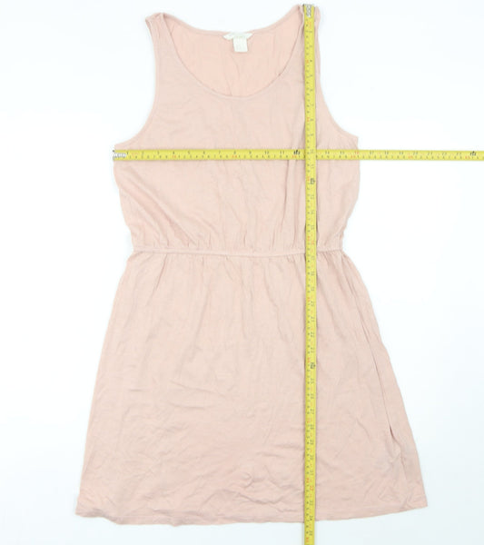 H&M Women’s Pink Knee Length Tank Dress Size 12 Cotton Modal