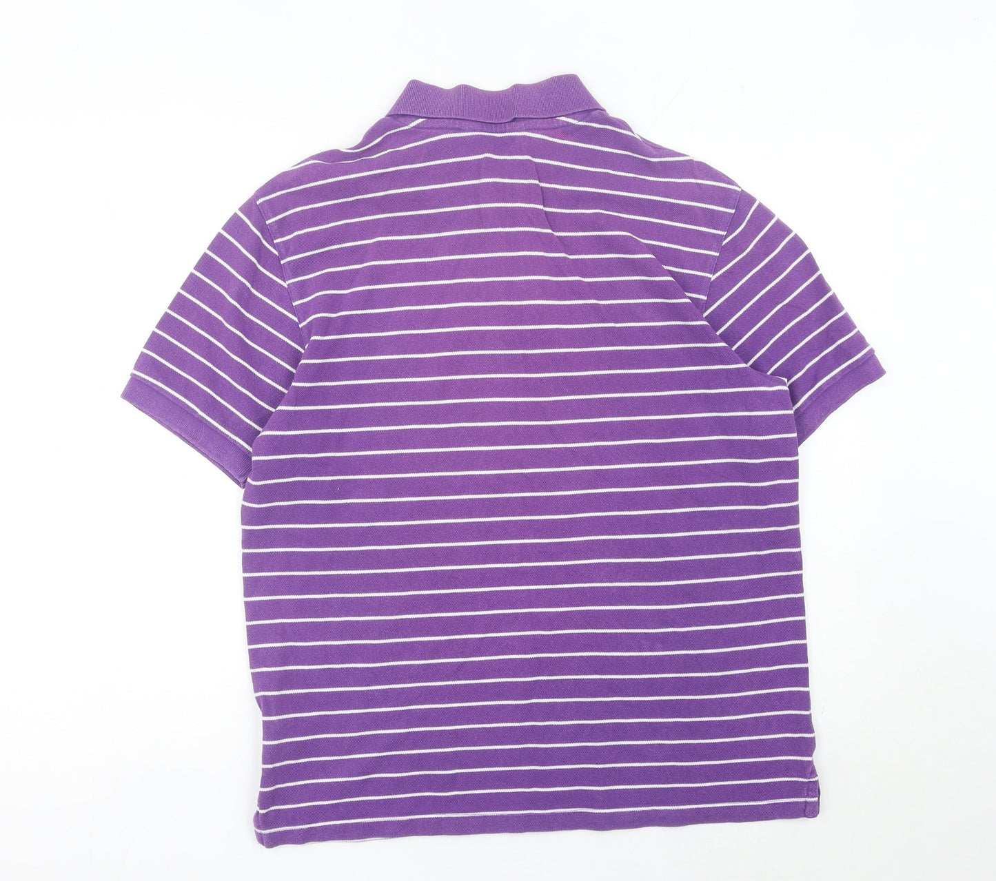 Marks and Spencer Men’s Purple Striped Polo Shirt Size M Cotton