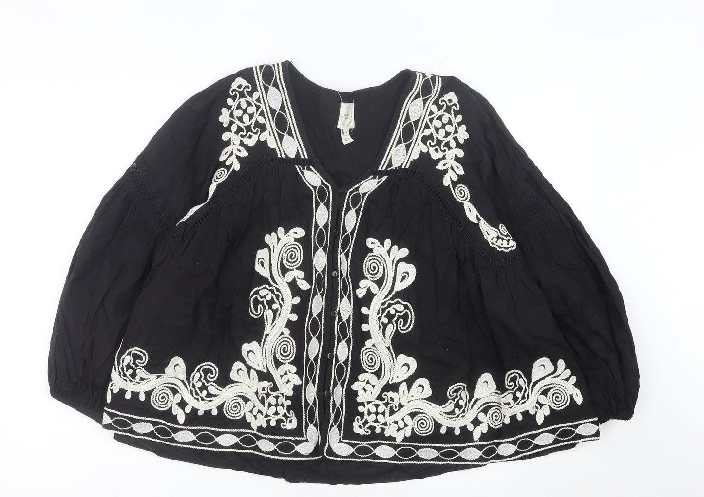 Womens UK Size 14 River Island Black Bohemian Blouse