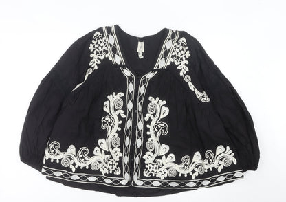 Womens UK Size 14 River Island Black Bohemian Blouse