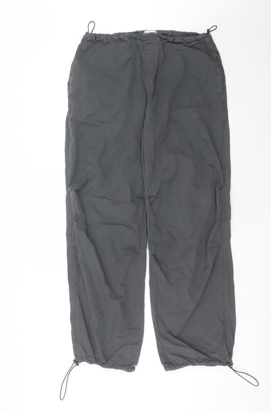 Stradivarius Women Grey Cargo Trousers Size S Cotton Casual