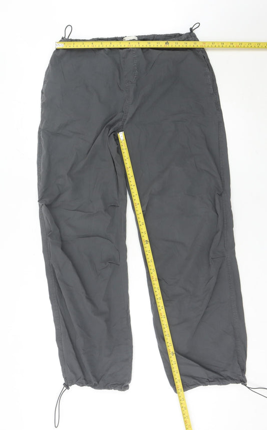 Stradivarius Women Grey Cargo Trousers Size S Cotton Casual