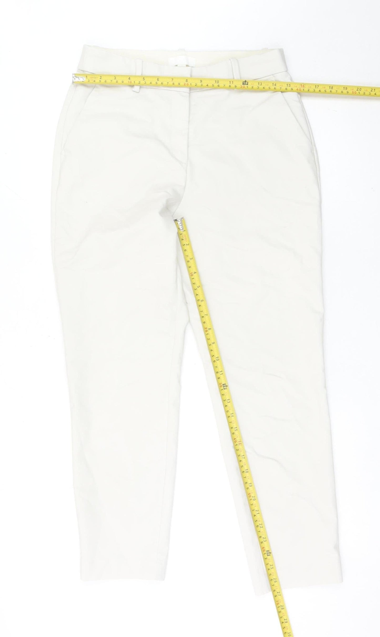 Womens UK Size 12 H&M Regular Fit Chino Ivory Trousers