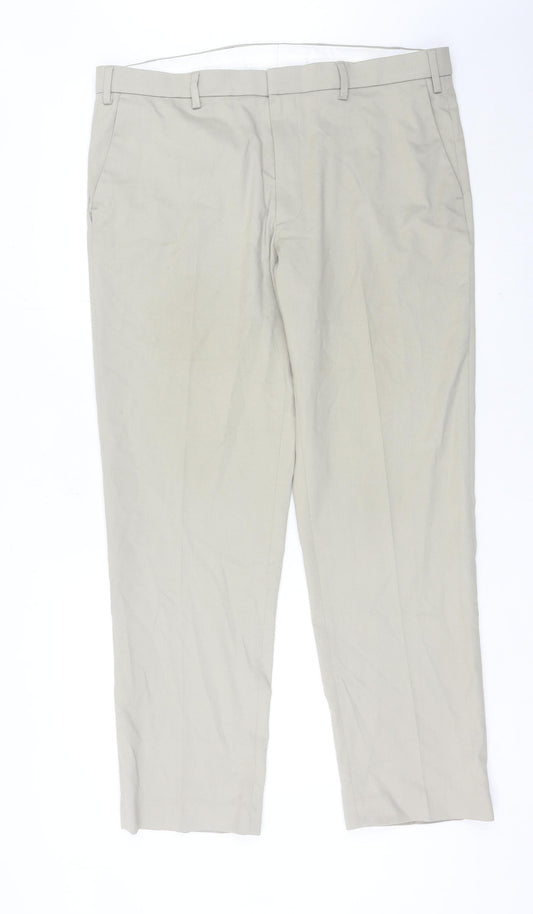 Marks and Spencer Mens Beige Chino Trousers 38W 30L Straight Fit