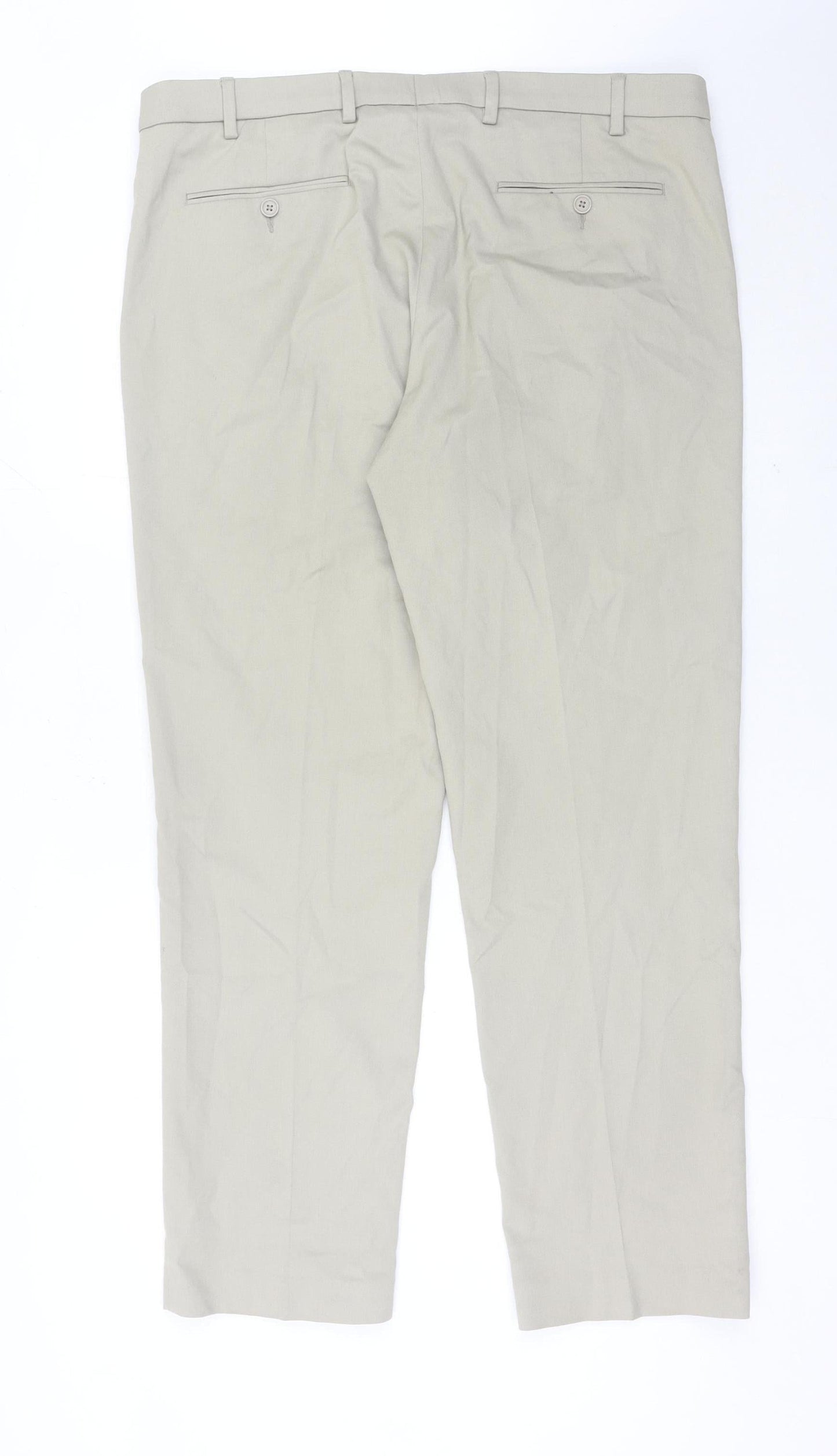 Marks and Spencer Mens Beige Chino Trousers 38W 30L Straight Fit