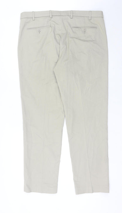 Marks and Spencer Mens Beige Chino Trousers 38W 30L Straight Fit