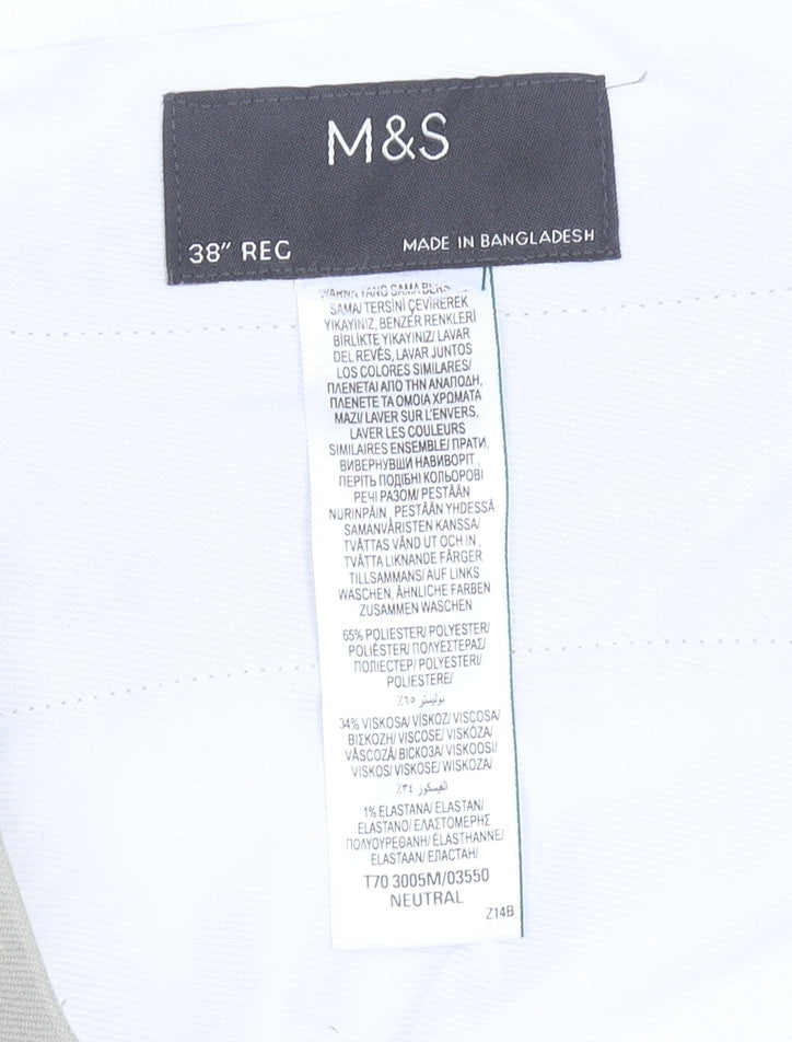 Marks and Spencer Mens Beige Chino Trousers 38W 30L Straight Fit