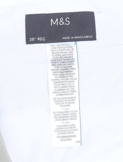Marks and Spencer Mens Beige Chino Trousers 38W 30L Straight Fit