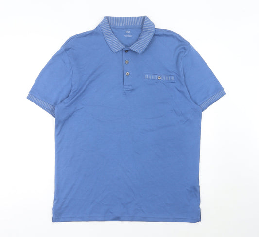 Marks and Spencer Men's Blue Polo Shirt Size M Cotton Short Sleeve