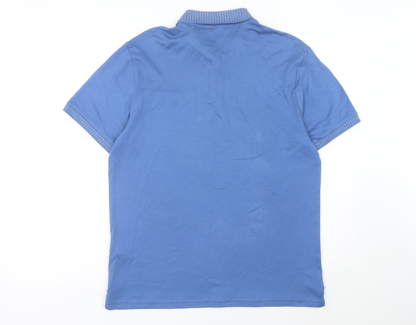 Marks and Spencer Men's Blue Polo Shirt Size M Cotton Short Sleeve