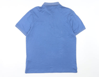 Marks and Spencer Men's Blue Polo Shirt Size M Cotton Short Sleeve