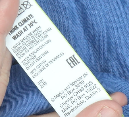 Marks and Spencer Men's Blue Polo Shirt Size M Cotton Short Sleeve