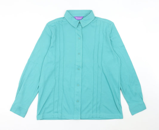 Collection Women Green Size 16 Button-Up Long Sleeve Shirt