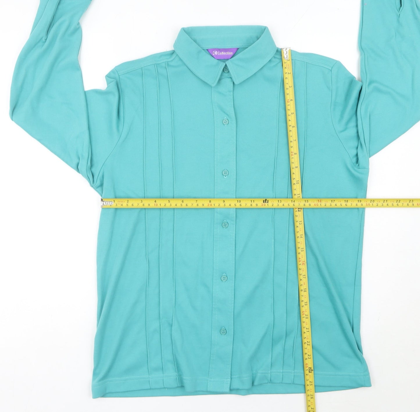Womens UK Size 16 Collection Green Basic Button-Up