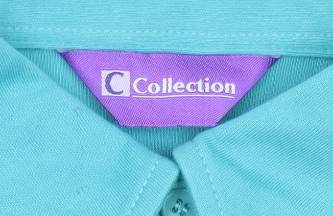 Womens UK Size 16 Collection Green Basic Button-Up