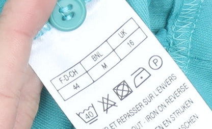 Womens UK Size 16 Collection Green Basic Button-Up