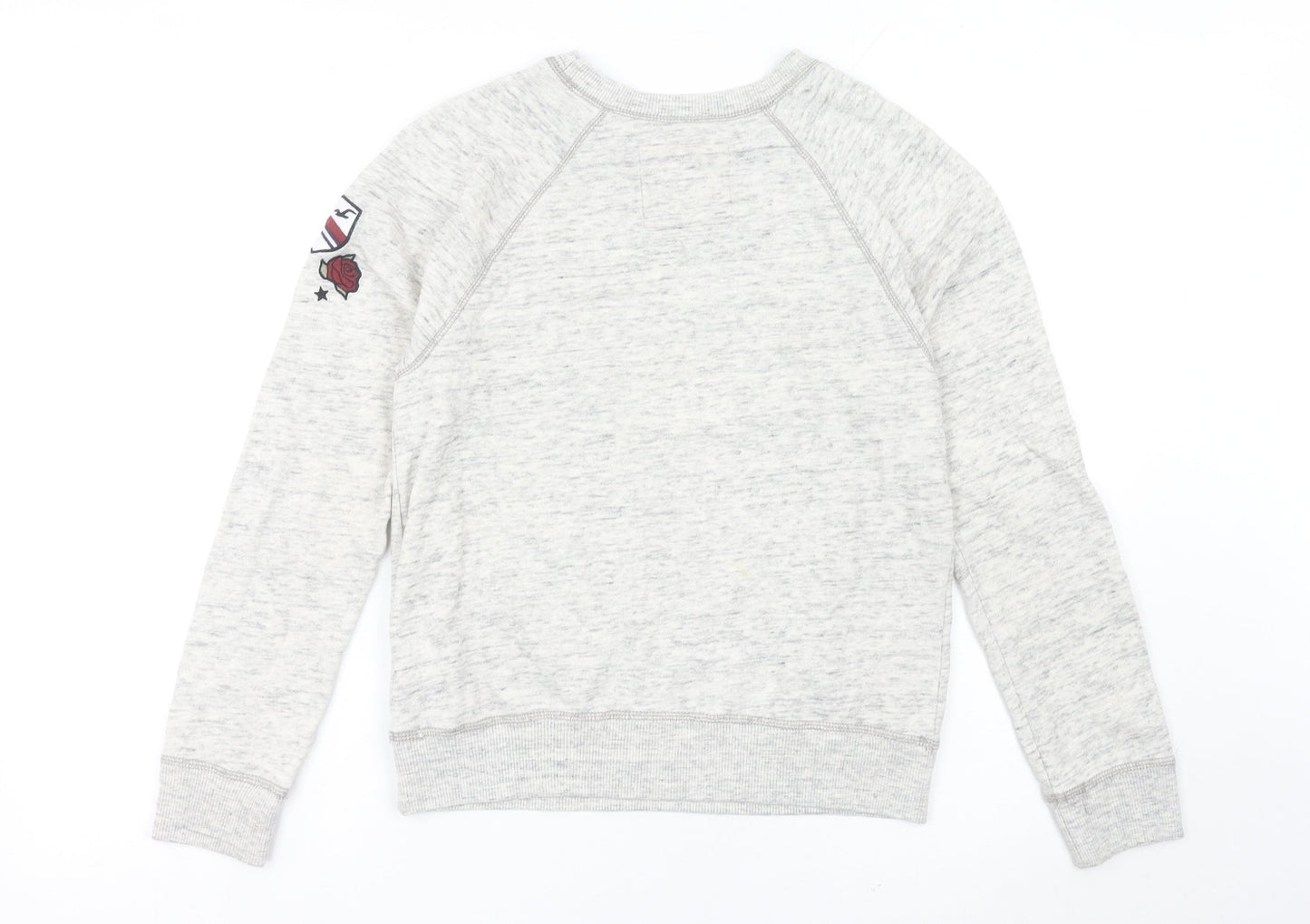 Hollister Womens Grey XS Pullover Sweatshirt Raglan Sleeve Logo