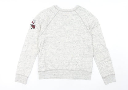 Hollister Womens Grey XS Pullover Sweatshirt Raglan Sleeve Logo
