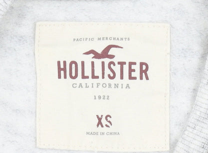 Hollister Womens Grey XS Pullover Sweatshirt Raglan Sleeve Logo
