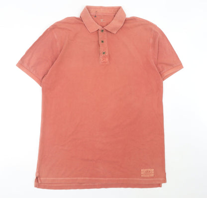 Gap Men's Red Cotton Polo Shirt Size L Regular Fit Short Sleeve