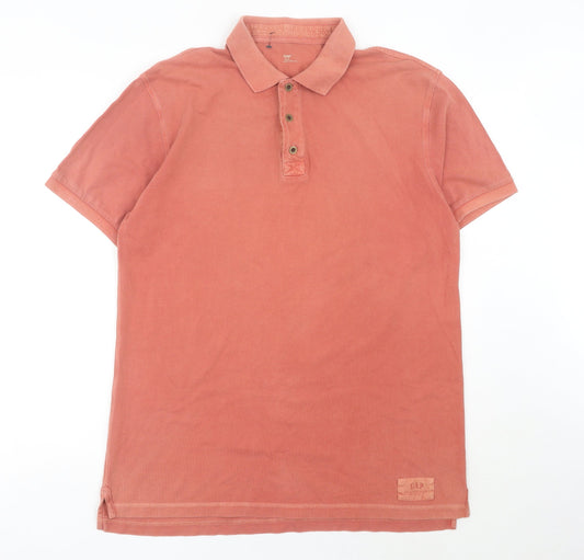 Gap Men's Red Cotton Polo Shirt Size L Regular Fit Short Sleeve