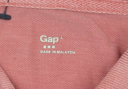 Gap Men's Red Cotton Polo Shirt Size L Regular Fit Short Sleeve