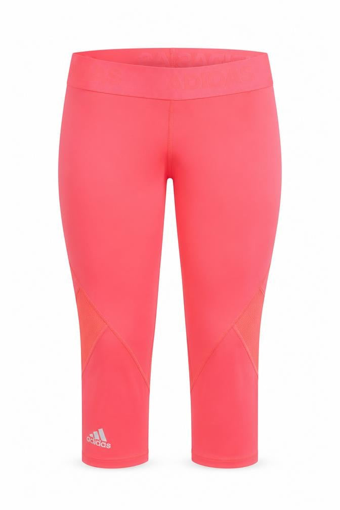 Front view of Adidas women’s pink capri leggings s slim fit breathable activewear