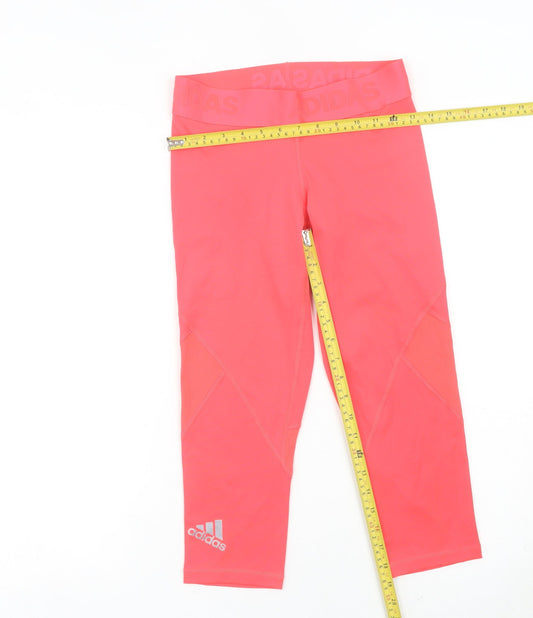 Adidas Womens Pink Capri Leggings S Slim Fit Breathable Activewear