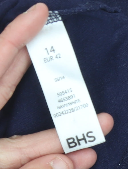 Womens UK Size 14 BHS Blue Basic T-Shirt