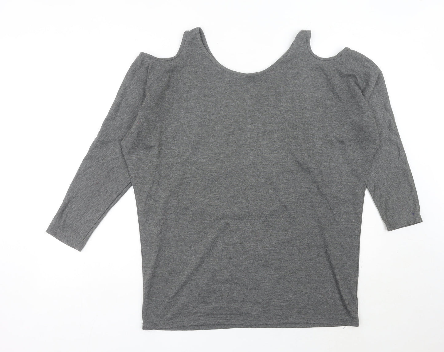 Womens UK Size M Allegra K Grey Basic T-Shirt