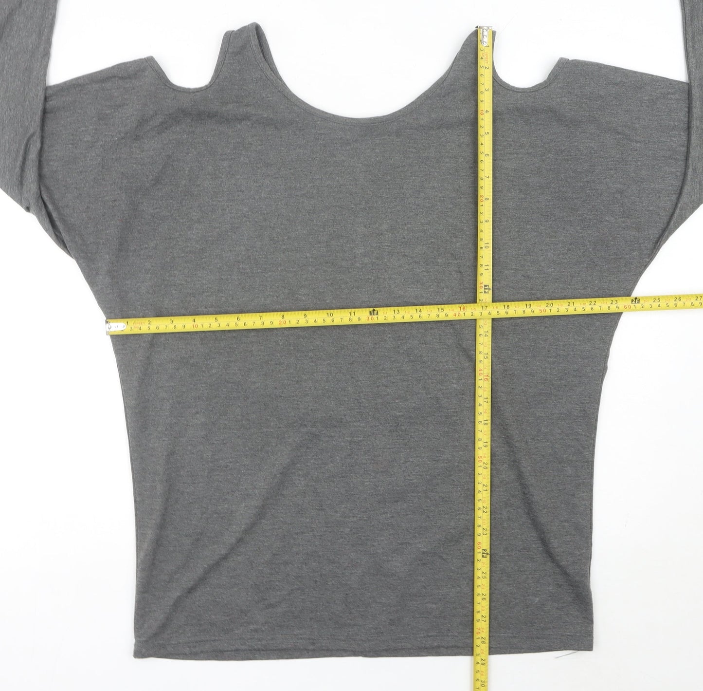 Womens UK Size M Allegra K Grey Basic T-Shirt