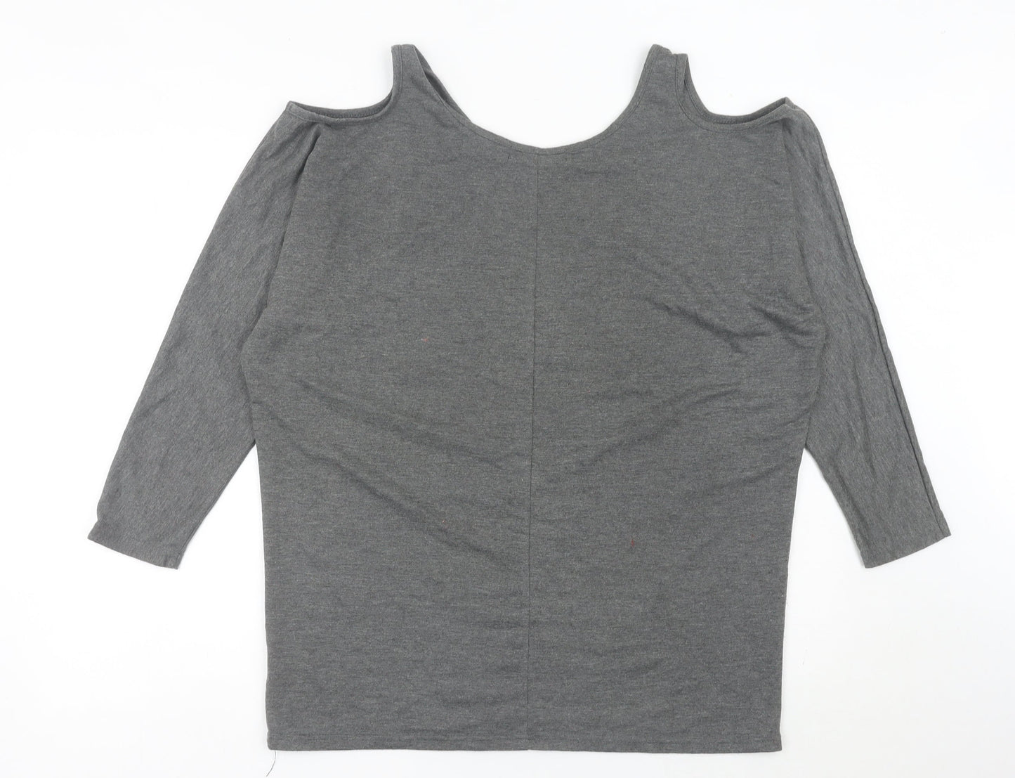 Womens UK Size M Allegra K Grey Basic T-Shirt