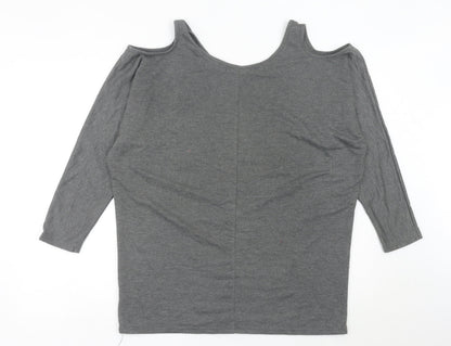 Womens UK Size M Allegra K Grey Basic T-Shirt