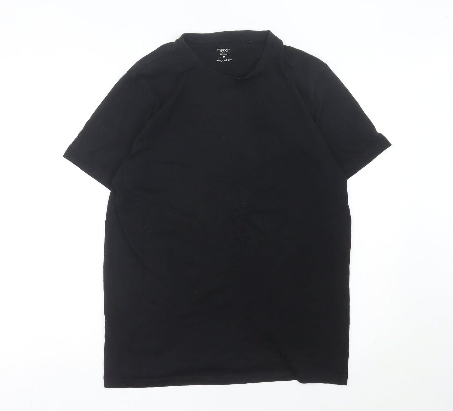 Next Men's Black Cotton Crew Neck Regular Fit T-Shirt Size M