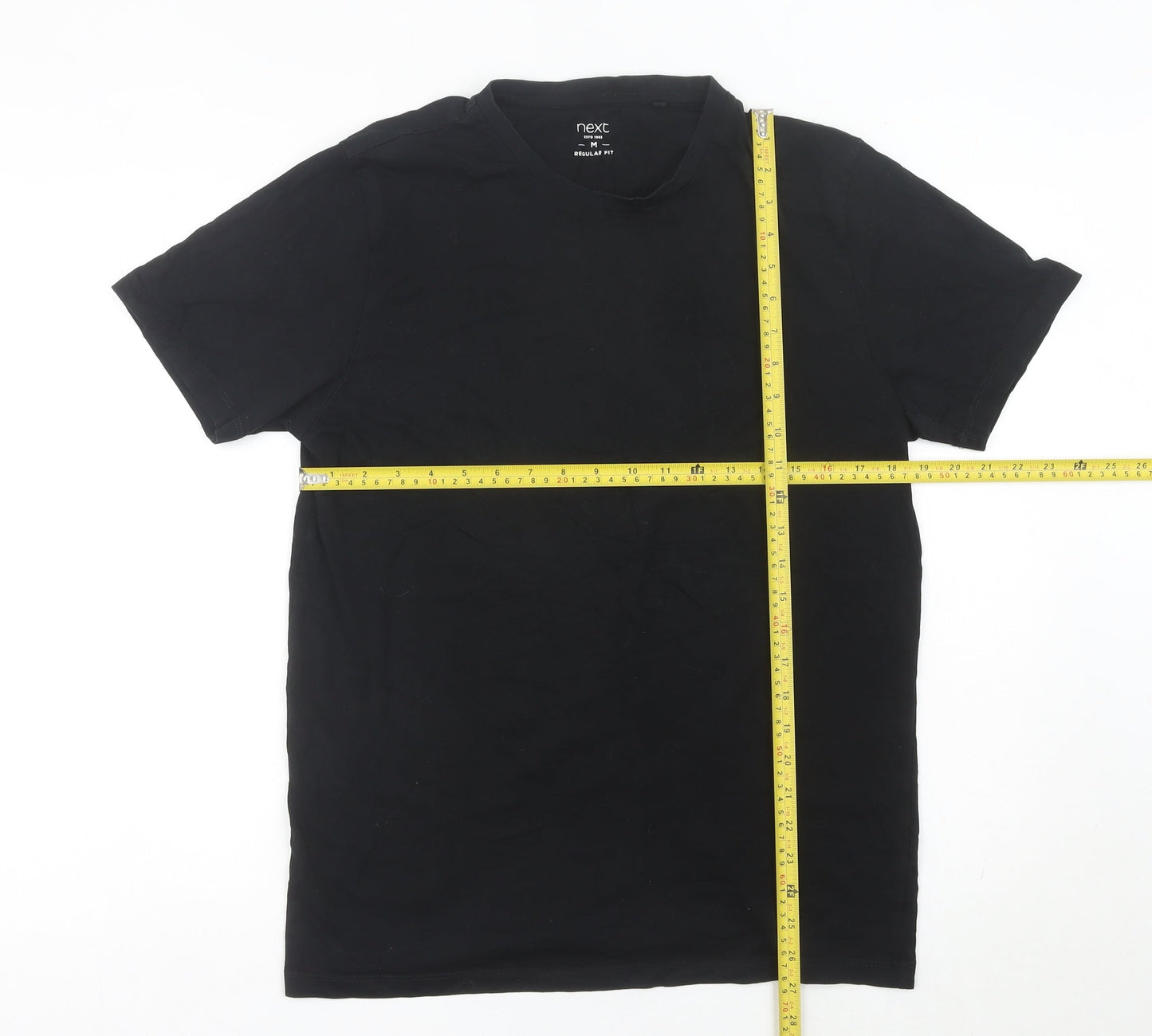 Next Men's Black Cotton Crew Neck Regular Fit T-Shirt Size M