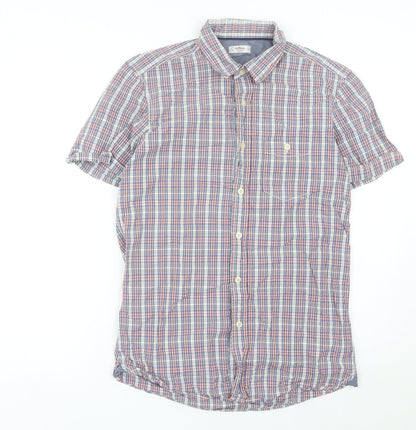 Lefties Men’s Multicoloured Check Short Sleeve Button-Up Shirt Size S