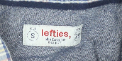 Lefties Men’s Multicoloured Check Short Sleeve Button-Up Shirt Size S
