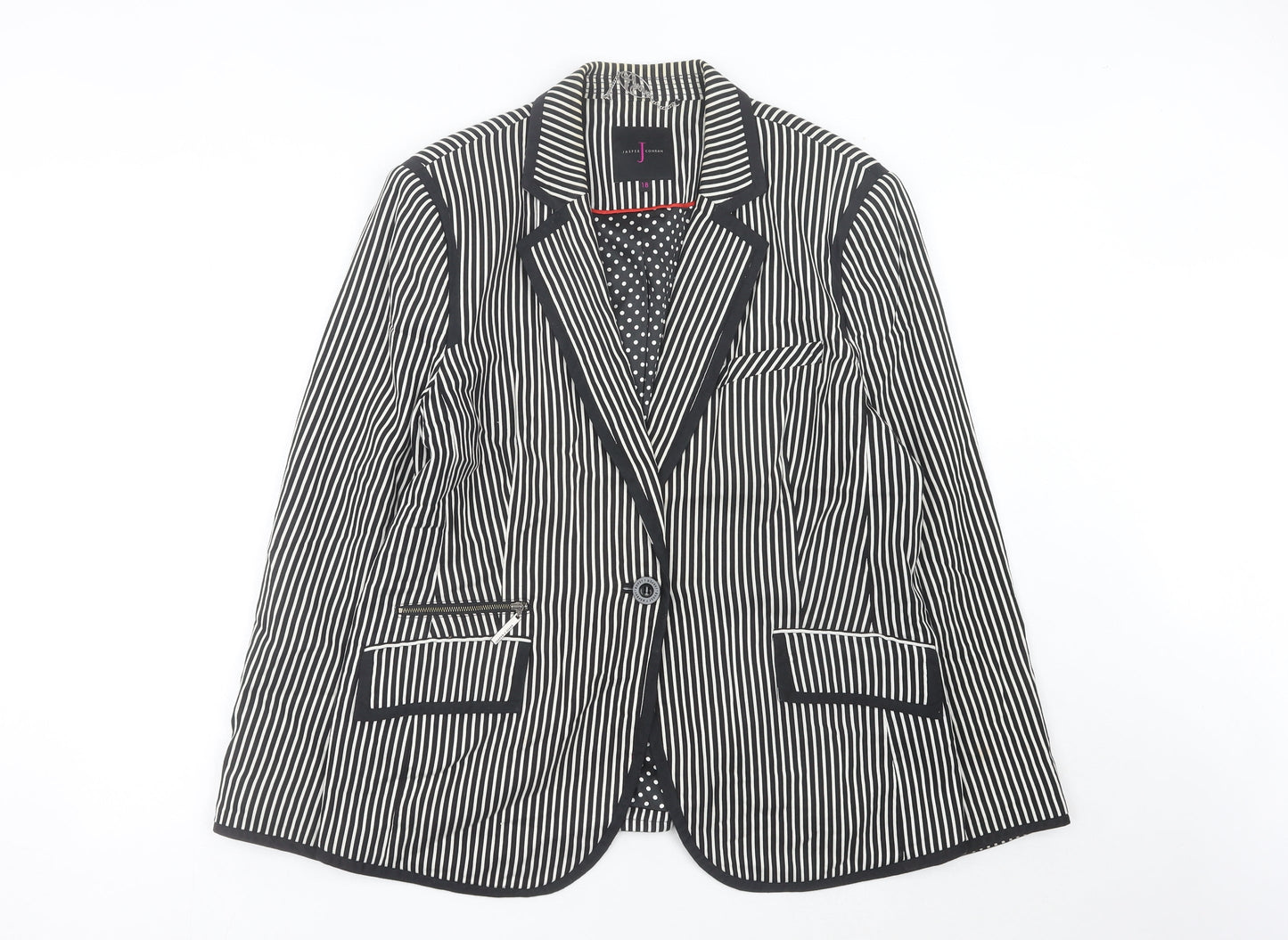 Jasper Conran Women Black Striped Blazer Jacket Size 18
