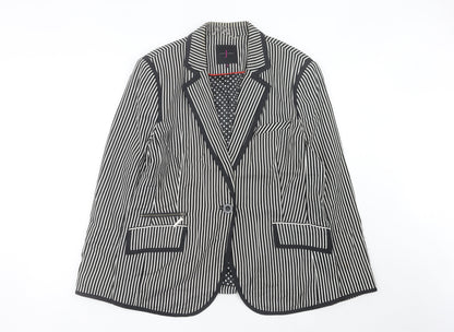 Jasper Conran Women Black Striped Blazer Jacket Size 18