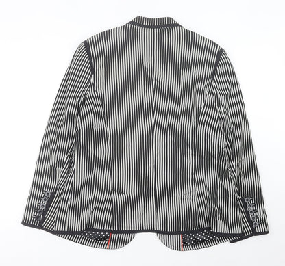 Jasper Conran Women Black Striped Blazer Jacket Size 18