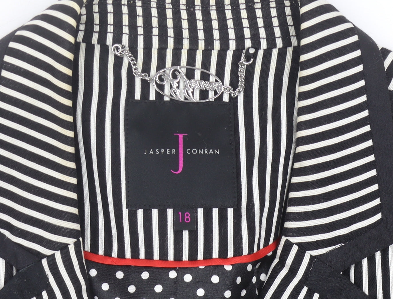 Jasper Conran Women Black Striped Blazer Jacket Size 18